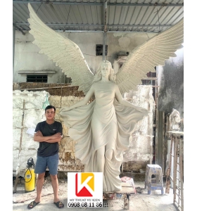 tượng thiên thần cao 3m, tượng thiên thần có cánh composite