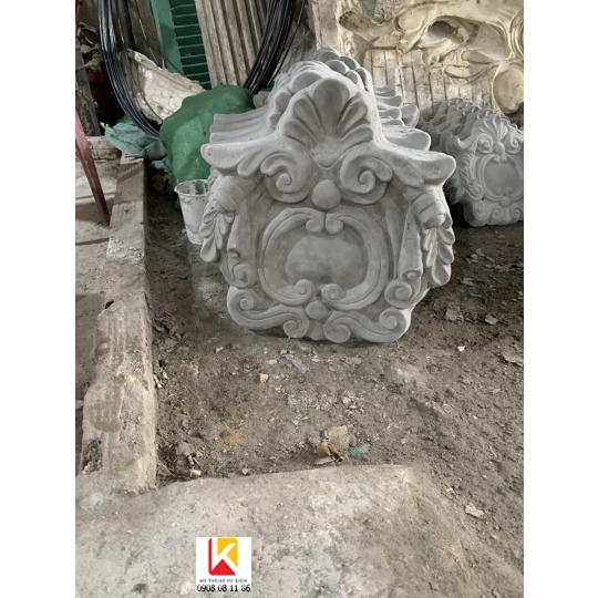phù điêu hoa văn 21, phù điêu xi măng đầu cột vuông