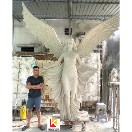 tượng thiên thần cao 3m, tượng thiên thần có cánh composite
